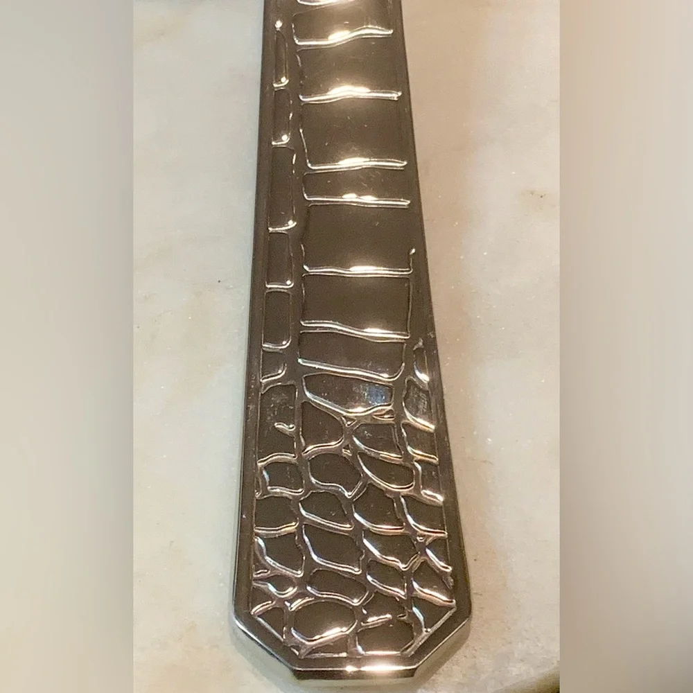 RALPH LAUREN CROCODILE SALAD SERVER SET NEW SILVER STAINLESS STEEL